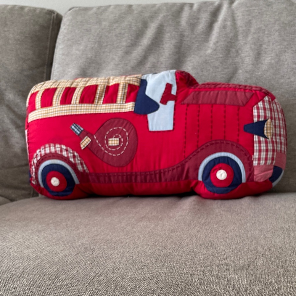 Retired Pottery Barn Kids Fire Truck Decorative Pillow